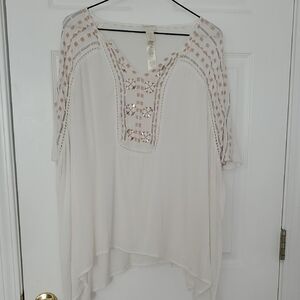 Chico's Cream and Beige Tunic Top